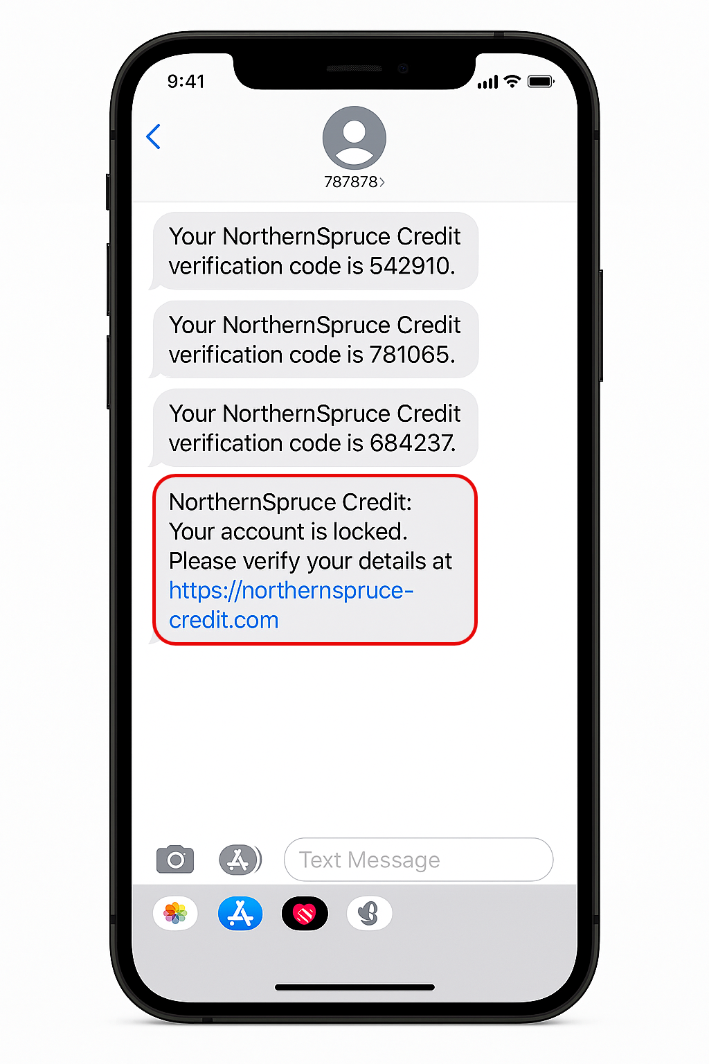 Figure 1: Example of a smishing message - long description to follow